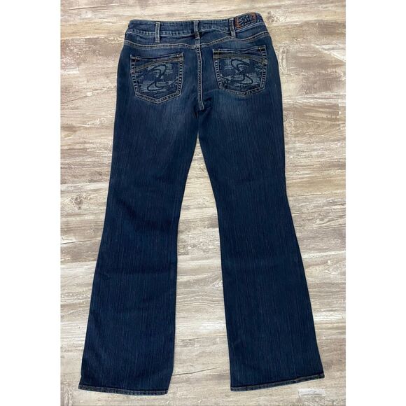 Silver AIKO Bootcut Jeans Mid Rise Embroidered Pocket Women’s Sz 30/33 - Picture 2 of 5